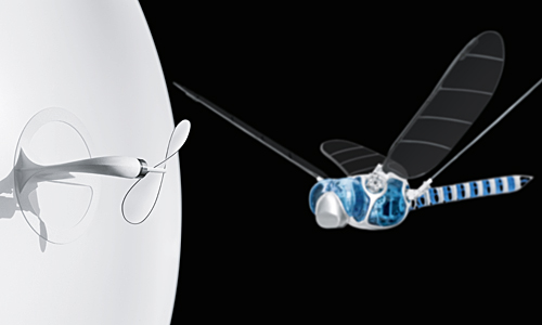 Pioneering model: the BionicOpter wing principle transferred to the drive technology of the eMotionSpheres