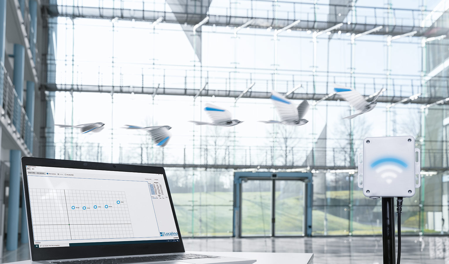 Das Zusammenspiel von Leitrechner, Funkmodul und Flugobjekt ermöglicht es den künstlichen Schwalben, autonom und intelligent zu navigieren.