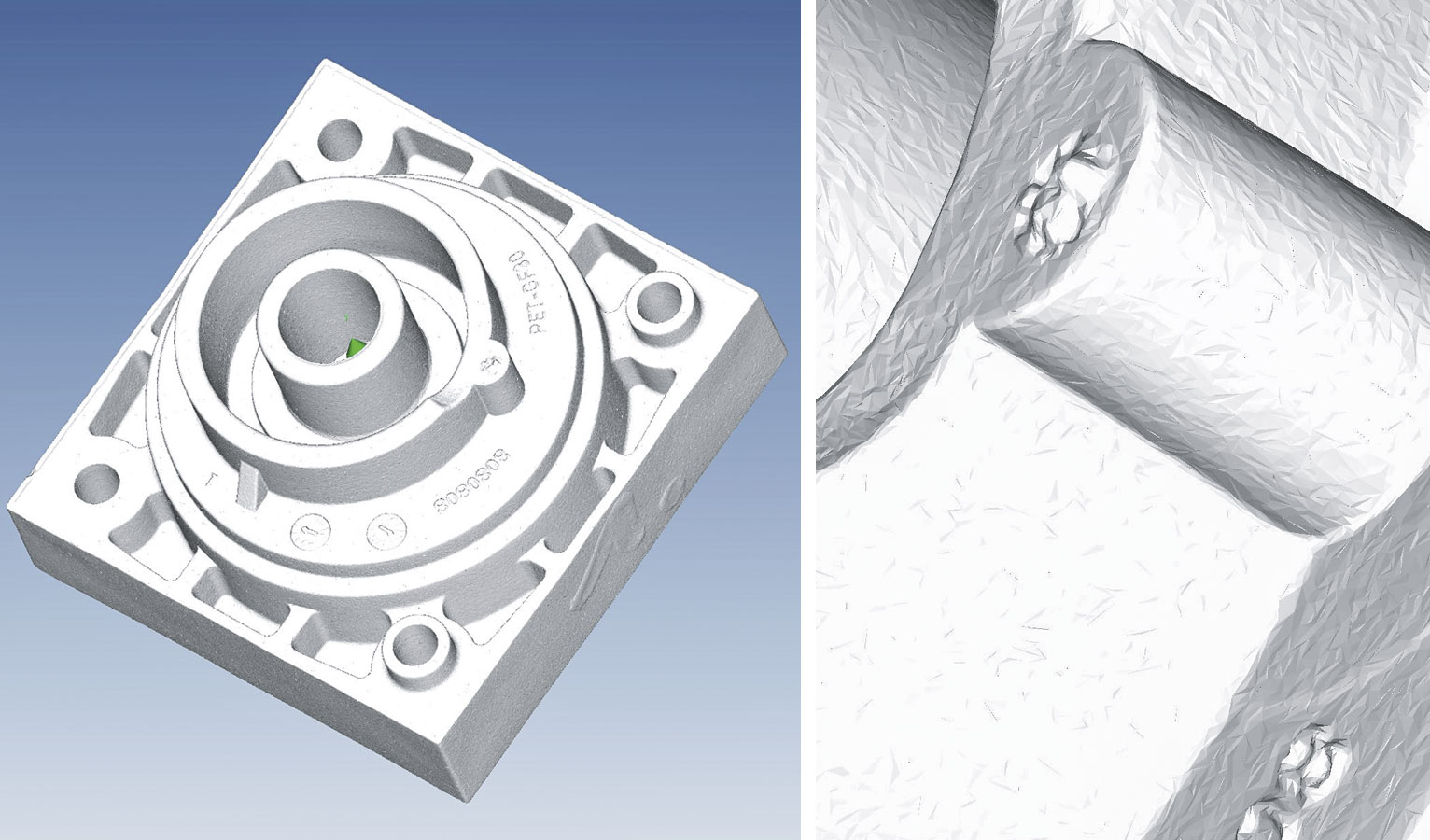 Das STL-Format stellt die Oberfläche von 3D-Körpern anhand von Dreiecken dar. Aus den STL-Dateien können CAD-Modelle von Bauteilen erstellt werden, zu denen noch keine existieren.
