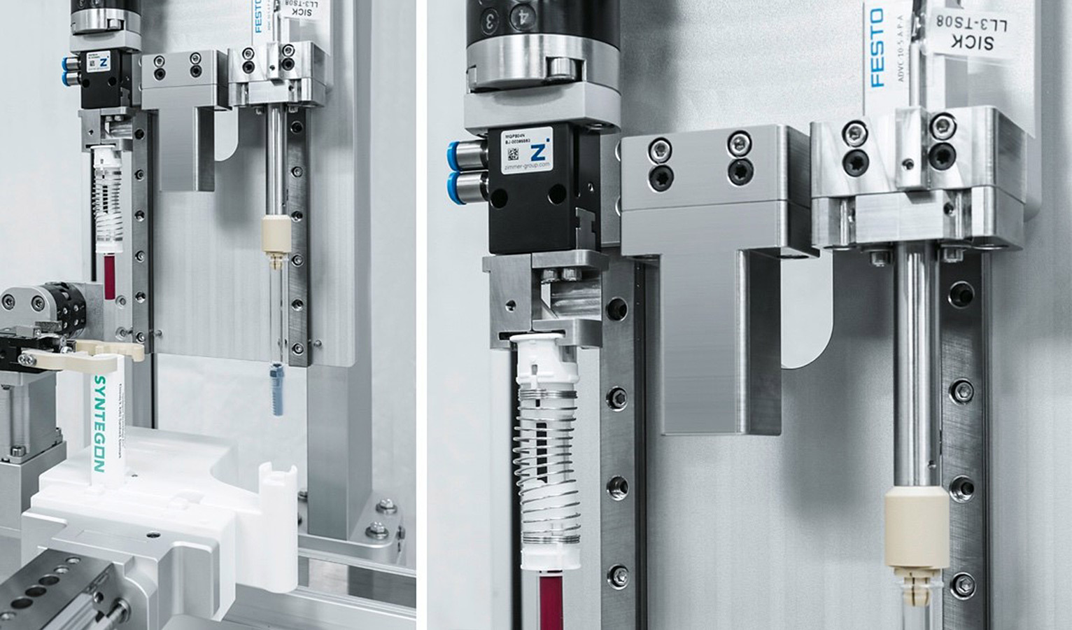 The servo press kit from Festo joins together the individual components of the syringe, maintaining the required pressure and stresses.