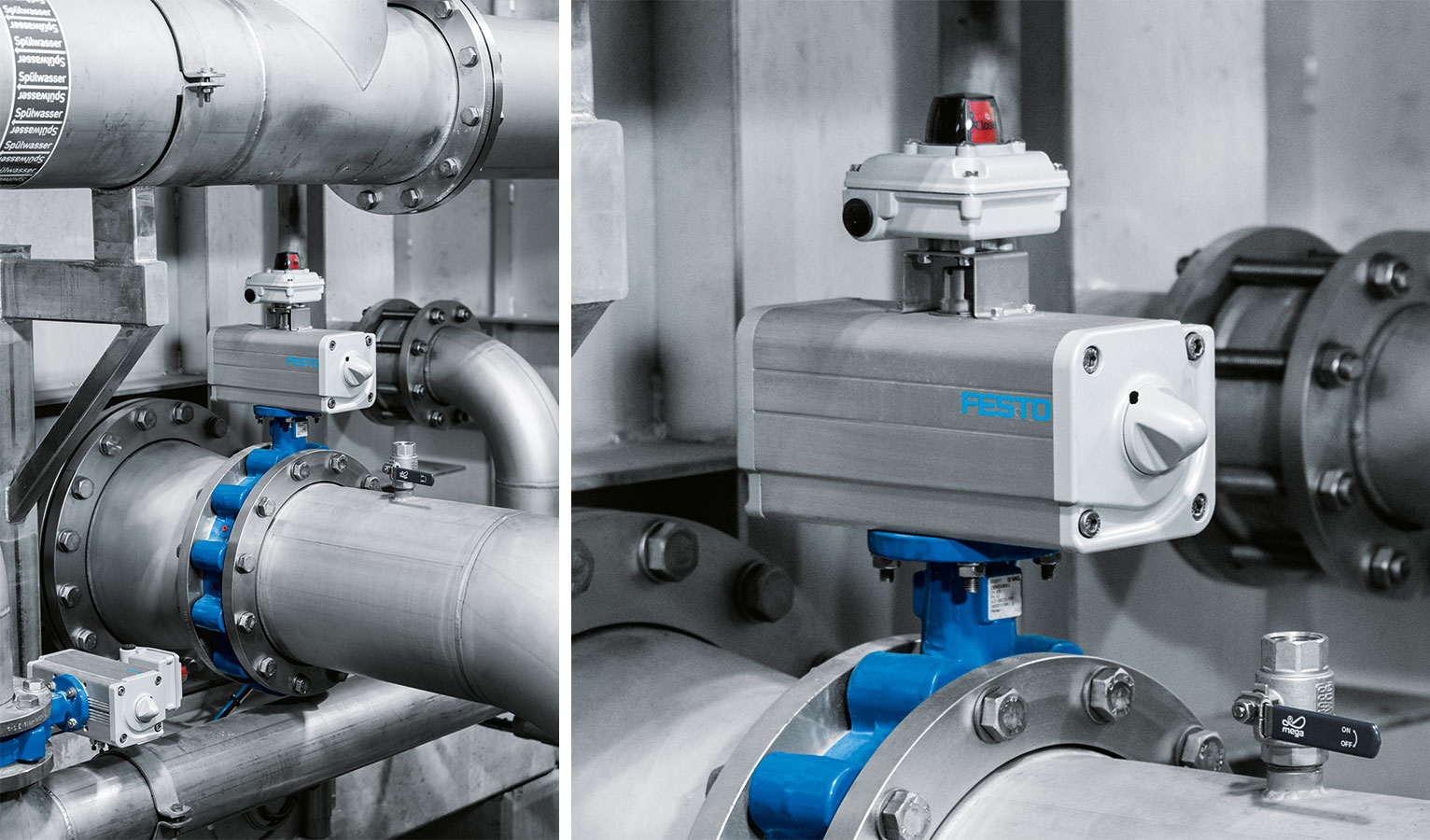 DAPS pneumatic semi-rotary drives ensure both the inflow of wastewater into the Fuzzy Filter® system and its outflow.