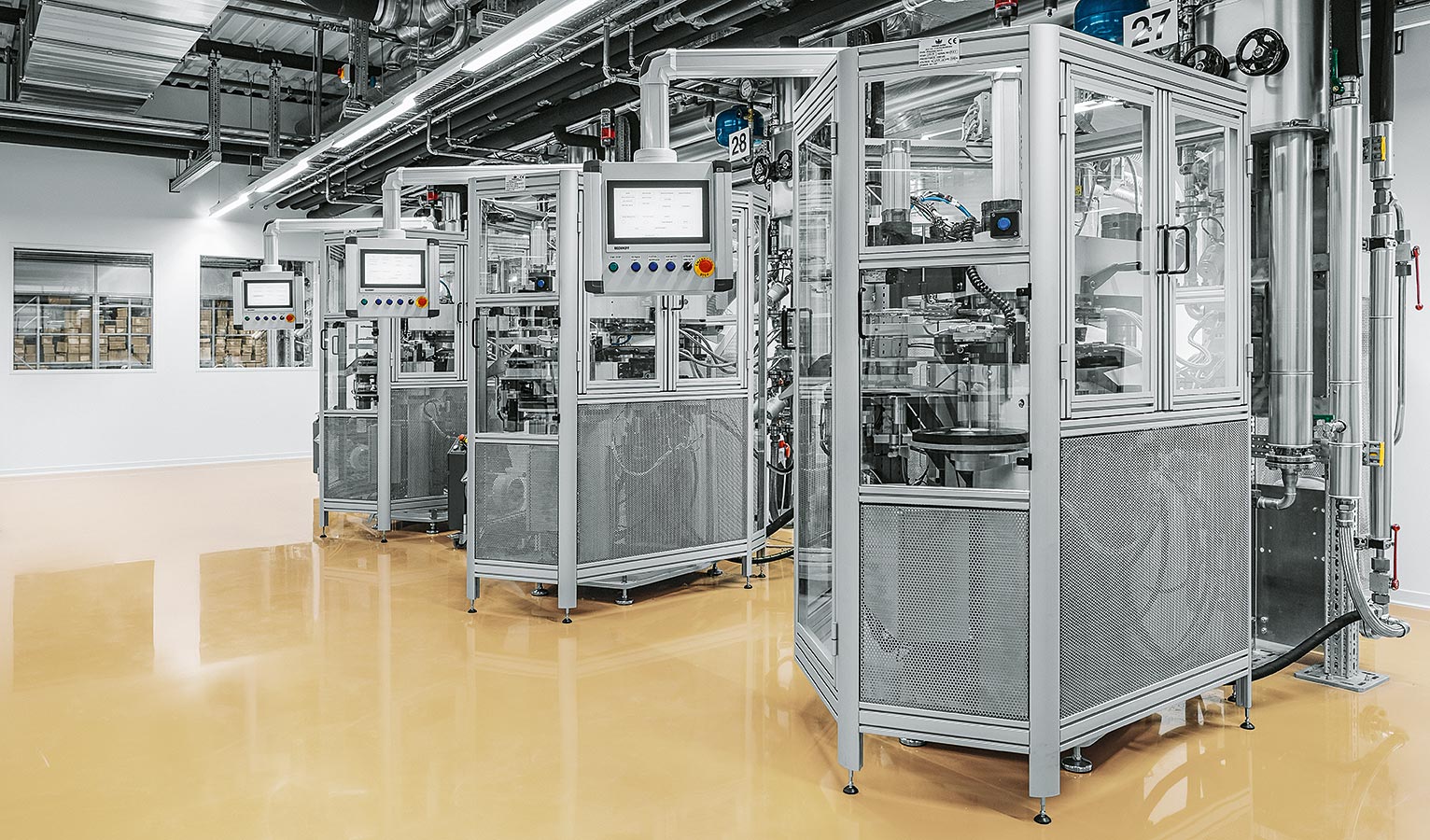 The record presses are used by Optimal Media 24/7. They produce a new record approximately every 25 seconds.