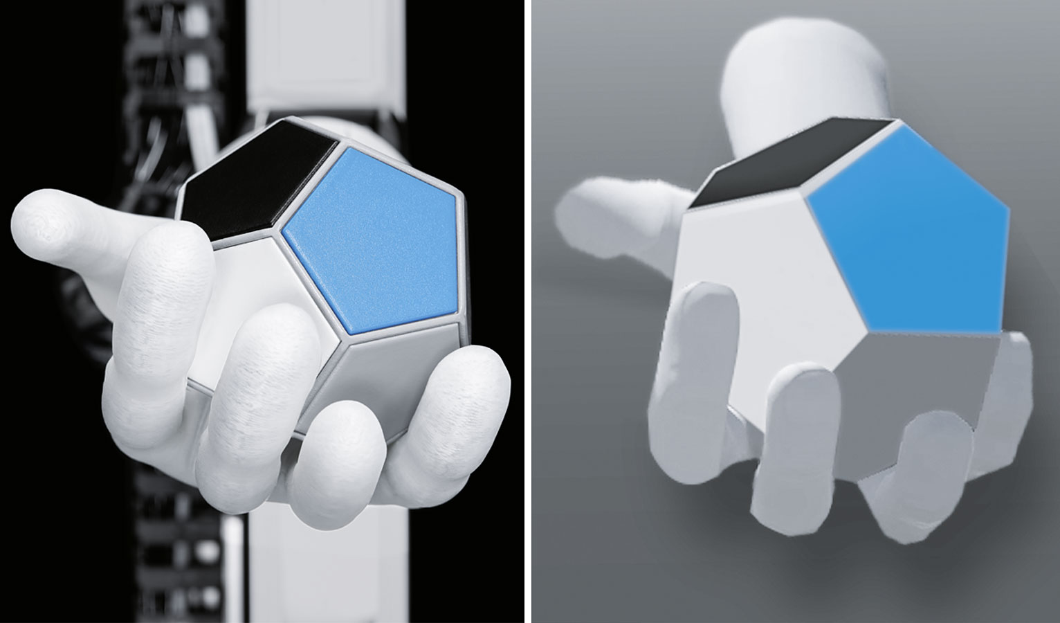 Gemelo digital: la mano robótica real y su reproducción virtual en el modelo de simulación