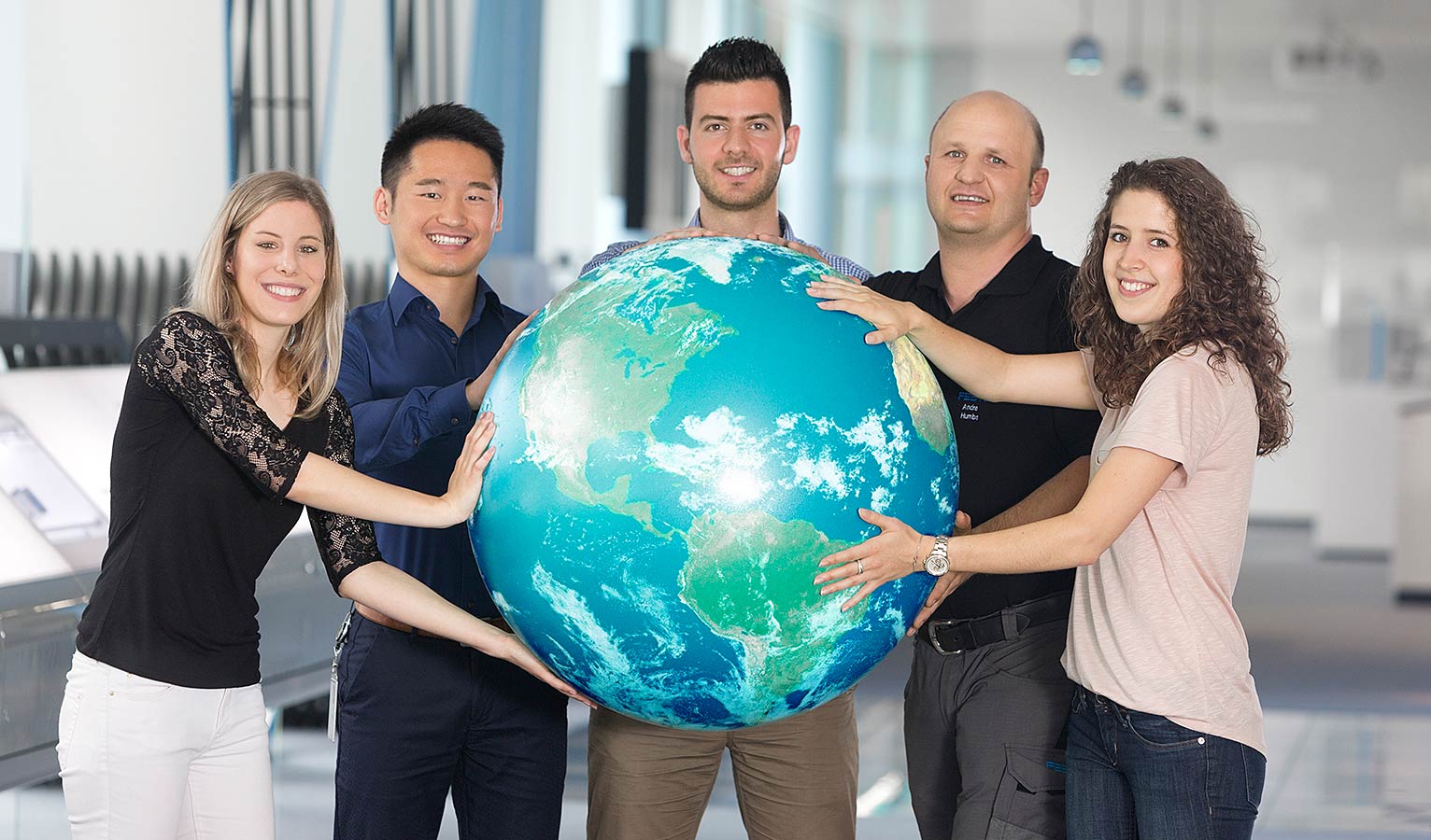 Another side to Festo: Ina Kächler (far right) at a photo shoot for the employee magazine