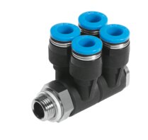 Pneumatische steekschroefverbinding R 1/4 inch op 6 mm IQS, 4 stuks push-in persluchtaansluiting steekaansluiting (R 1/4 - 6mm
