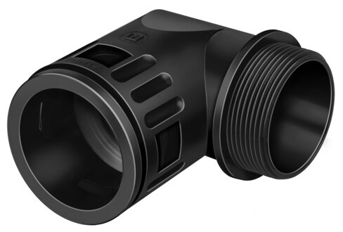 Elbow fitting for pneumatic protective conduit fitting