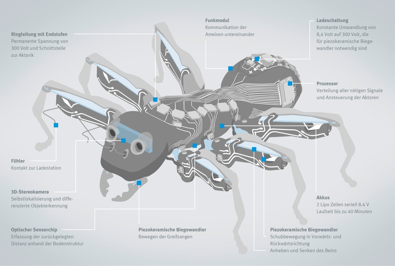 BionicANTs: In jeder Ameise sind zahlreiche Komponenten, Technologien und Funktionen auf engstem Bauraum kombiniert