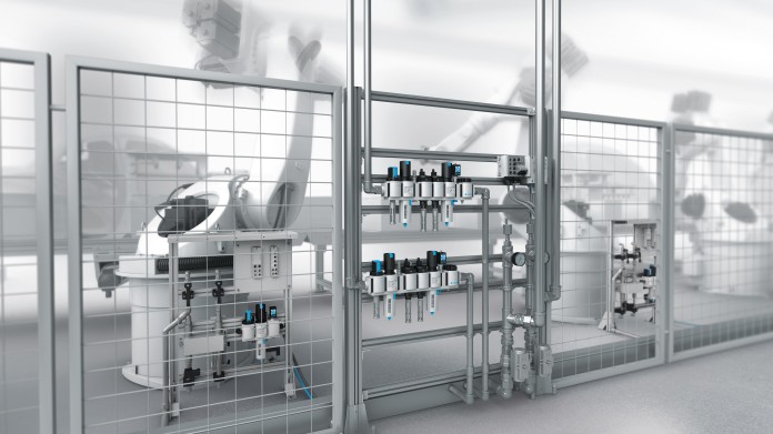 Compressed air and cooling water supply for robots