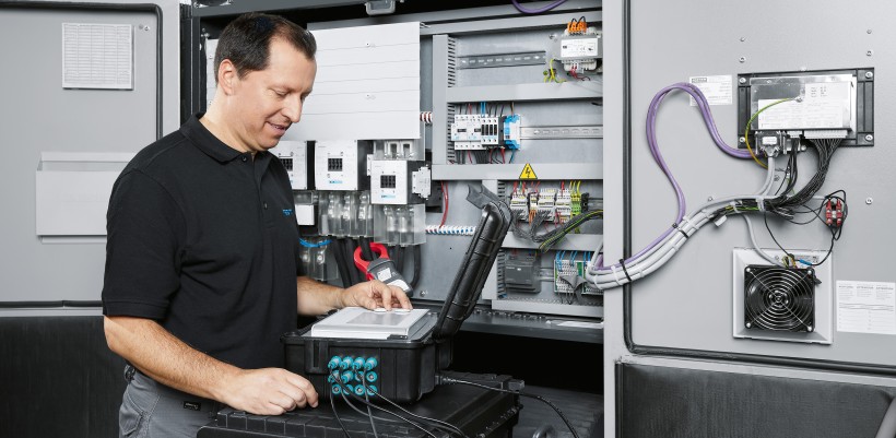 Man monitoring energy analysis