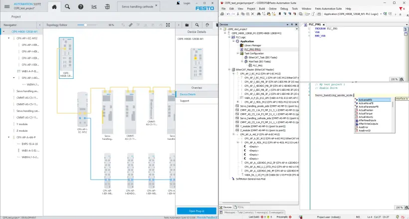Integración del regulador de servoaccionamiento en el entorno de control CODESYS