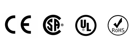 Electeo certification logos: CE, CSA, UL, RoHS
