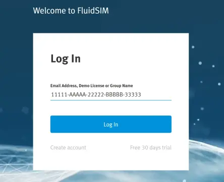 Instructions on where to insert the ticket ID to redeem the FluidSIM Demo licence on Fluidsim.festo.com to log in to the software.
