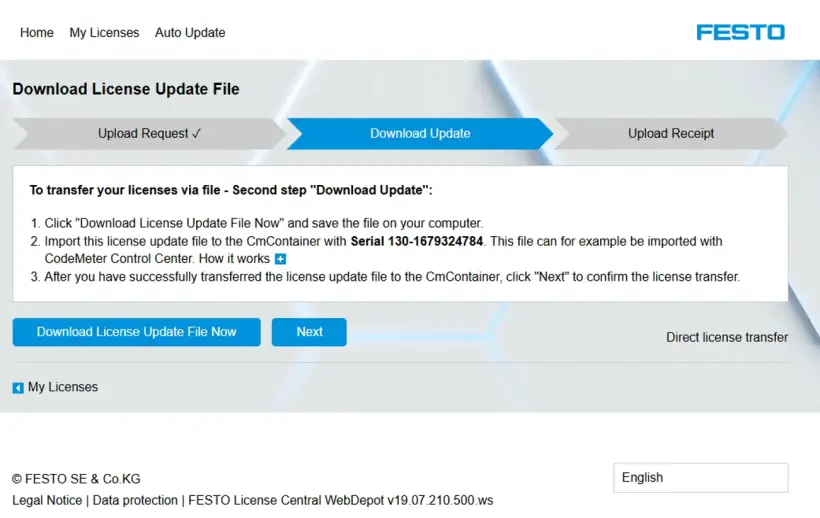 License activation screen with the 