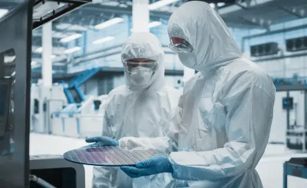 semiconductor manufacturing technician with machine
