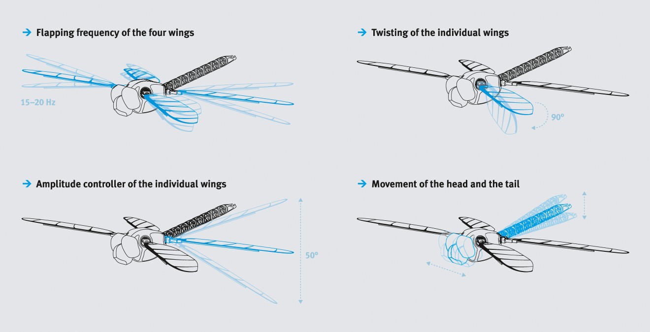 BionicOpter: met de negen vrijheidsgraden kan elke vleugel gericht worden ingesteld en bewogen 