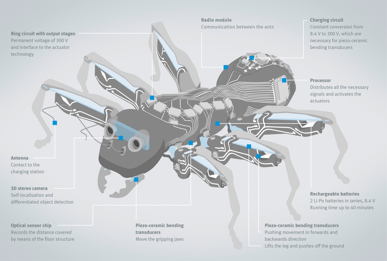 BionicANTs: em cada formiga, são combinados inúmeros componentes, tecnologias e funções num espaço de construção bastante reduzido