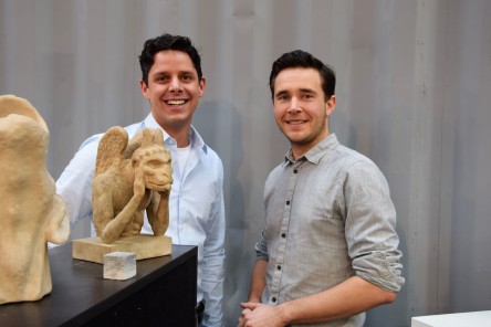 Evert Kranendonk of Concr3de and Jeroen te Brake of Festo with the 3D printed striga for Notre-Dame Cathedral