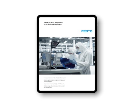 brochure cover in ipad learning solutions for semiconductor manufacturing training