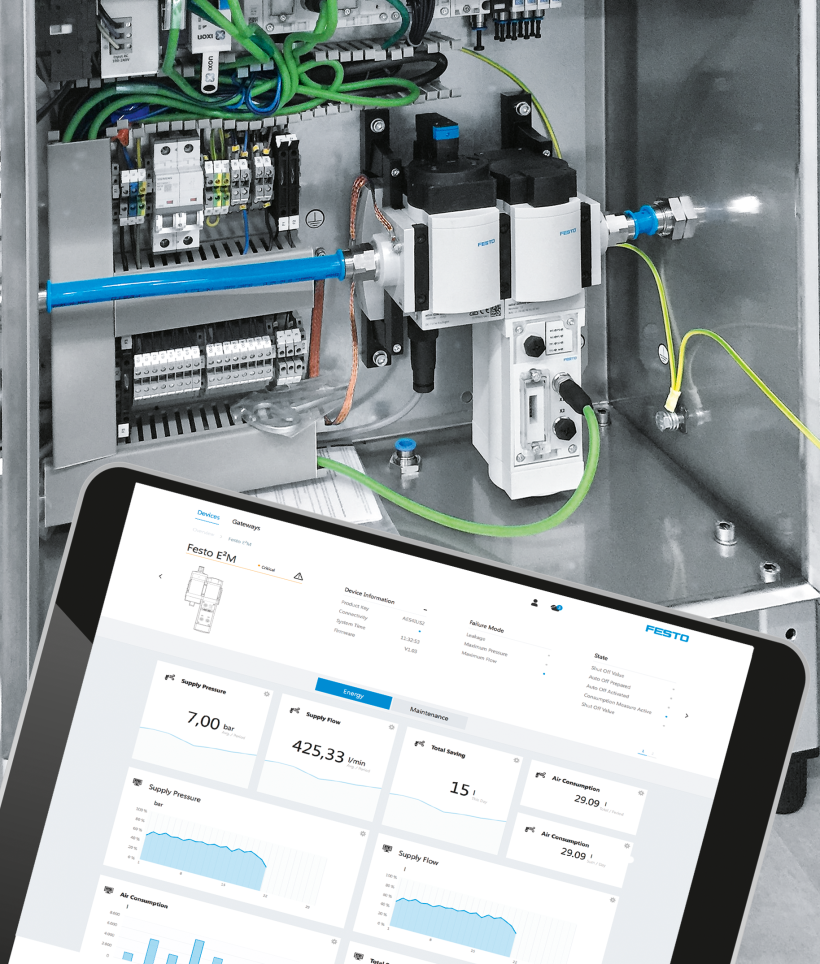 Saving compressed air: energy efficiency module and dashboard from Festo