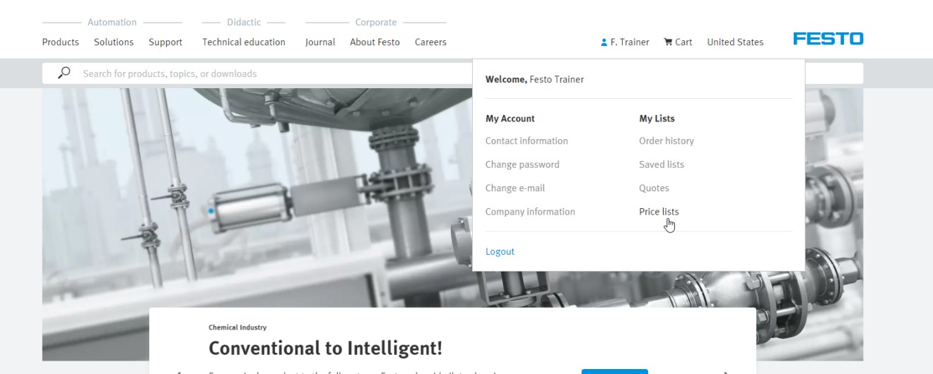 Net Price List Tool Festo USA