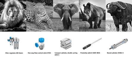 Festo Core Range products and the African big five animals