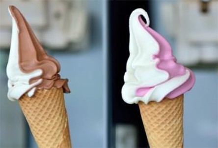 A compact ice cream machine using a VEMD device to precisely control the amount of air mixed into the ice cream, helping prevent the formation of ice crystals.
