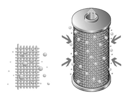 Technical drawing of a pre-filter