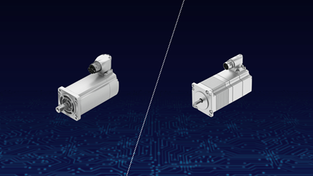A servo motor and a stepper motor, separated by a dashed (broken) line