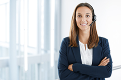 Persona de contacto de Festo con auriculares